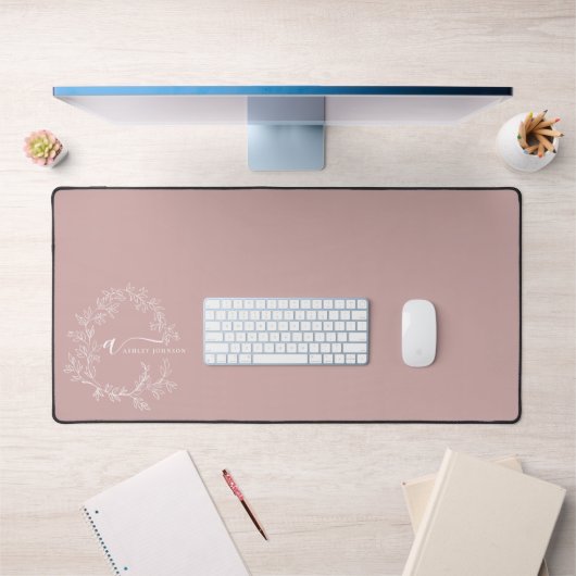 Fille rose rousse Vierge Script Monogramme Nom Mod (Bureau 1)