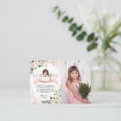 Fille rose Sainte Communion carte de remerciements (Debout devant)