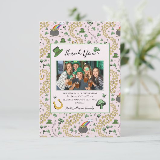 Fille rose St patrick Carte de remerciements irlan (Debout devant)