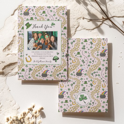 Fille rose St patrick Carte de remerciements irlan