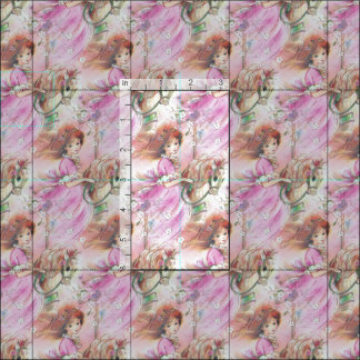 Fille rose vintage sur le tissu de cheval