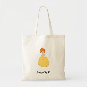 Fille rousse en robe jaune "Gingers Rock!" Sac