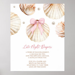 Fille Ruban Rose Coquillage Baby Shower Affiche La