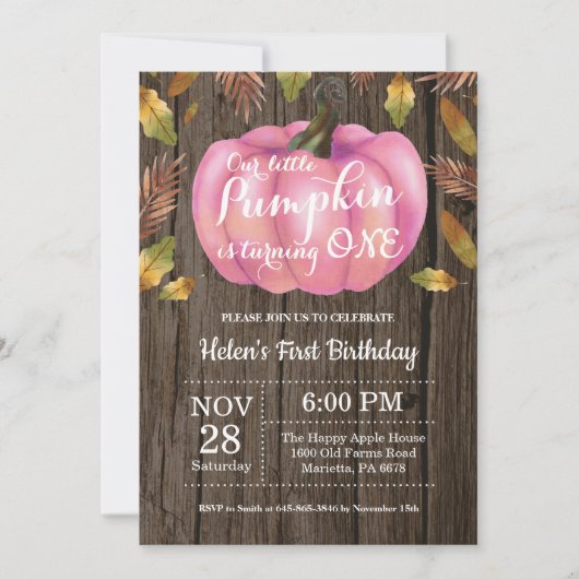 Fille rustique Invitation de premier anniversaire  (Devant)