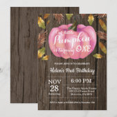 Fille rustique Invitation de premier anniversaire  (Devant / Derrière)