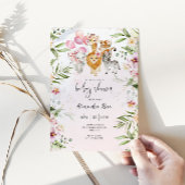 Fille Safari animaux baby shower Invitation