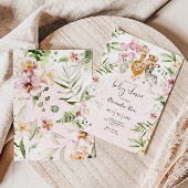 Fille Safari animaux baby shower Invitation