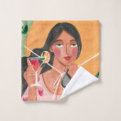 Fille sauge floral vert & rose imprimé tout-dessus (Gant de toilette)