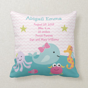 Fille Sea Animaux Ocean Life Baby Coussin Keepsak