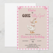 Fille Silly Goose 1er invitation de premier annive (Devant / Derrière)