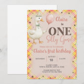 Fille Silly Goose 1er invitation de premier annive (Devant / Derrière)