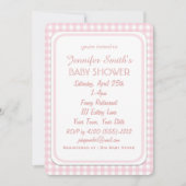 Fille simple rose chèque bébé douche Invitations (Devant)