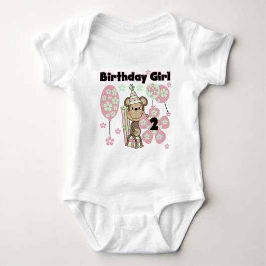 Fille Singe Avec Cadeaux 2e T-shirts d'anniversair (Devant)