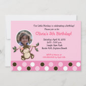 Fille Singe Photo Modèle Anniversaire Invitation (Devant)