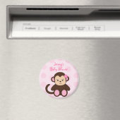 Fille Singe Pois Baby shower Favoriser les Magnets (In Situ (Lave-vaisselle))