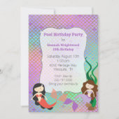Fille Sirène Anniversaire Piscine Invitation (Devant)