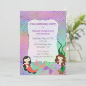 Fille Sirène Anniversaire Piscine Invitation (Debout devant)