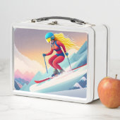 Fille Ski Metal Lunchbox (En situation)