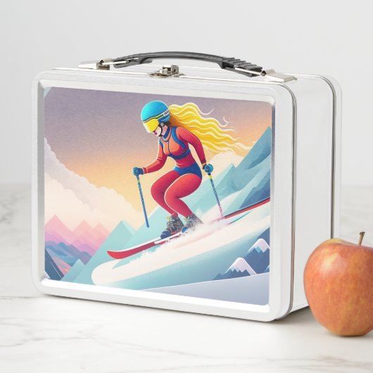 Fille Ski Metal Lunchbox (En situation)
