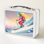 Fille Ski Metal Lunchbox (Dos)