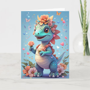 Fille souriante Dinosaure Nature   Carte