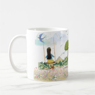 Fille sur balançoire Mug de café esthétique de la