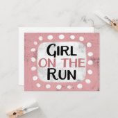 Fille Sur La Carte De Voeux De Course (Devant/Arrière en situation)