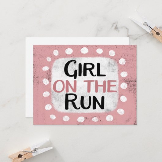 Fille Sur La Carte De Voeux De Course (Devant/Arrière en situation)