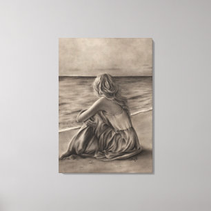 Fille sur la copie de toile de plage