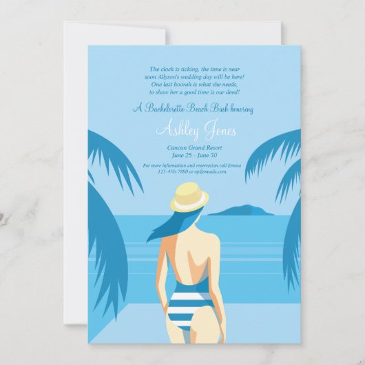 Fille Sur La Plage Invitation (Devant)