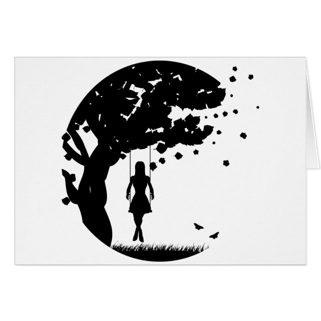 Fille sur la silhouette d'oscillation (Devant horizontal)