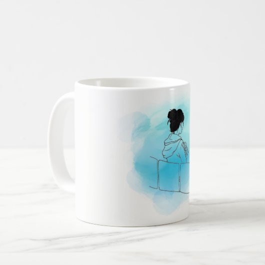 Fille sur la tasse originale d'illustration de (Devant gauche)