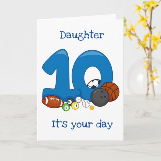  *FILLE* SUR SA CARTE D'ANNIVERSAIRE "10 ANS" (Fleur jaune)