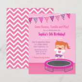 Fille sur trampoline Cartes d'invitation pour l'an (Devant / Derrière)