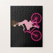 FILLE SUR UN VÉLO ROSE Jigsaw Puzzle (Vertical)