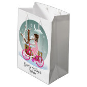 Fille Sur Un Vélo Sac Cadeau D'Hiver - Moyen, Matt (Dos Angle)