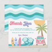 Fille Surf à Surf Beach Anniversaire Merci Cartes (Devant / Derrière)