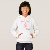 Fille Sweat à capuche de Noël arbre de Noël rose (Devant entier)