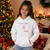Fille Sweat à capuche de Noël arbre de Noël rose
