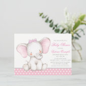 Fille Sweet Elephant Baby Shower Invitations (Debout devant)