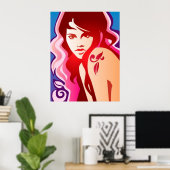 Fille tatouée - Poster (Bureau à domicile)
