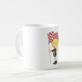 Fille Tenant Un Drapeau À damiers Café Mug (Devant gauche)