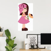 Fille Tenant Une Affiche Fleur (Bureau à domicile)