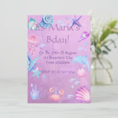 FILLE THÈME MER SIRÈNE, INVITATION NUMÉRIQUE DE FÊ (Debout devant)