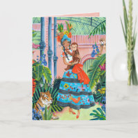 Fille tropicale Animaux tropicaux | Carte de vœux