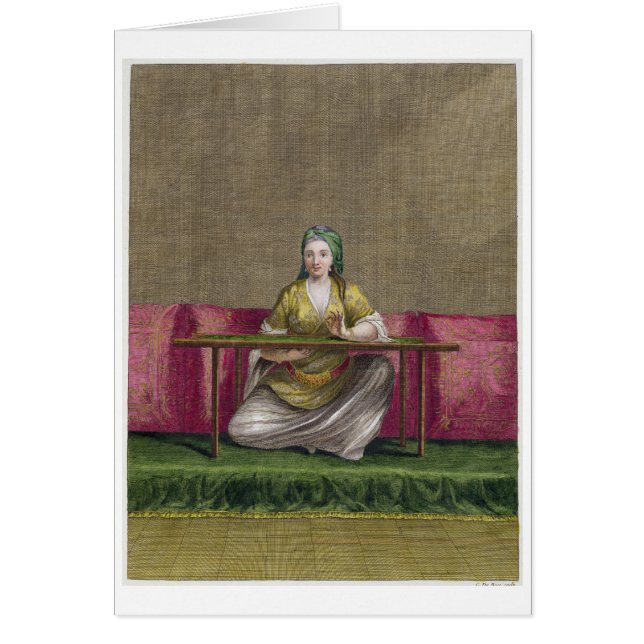 Fille turque, brodant, XVIIIème siècle (engravin (Devant)