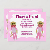 Fille Twins Douche ou Faire-part (Devant / Derrière)