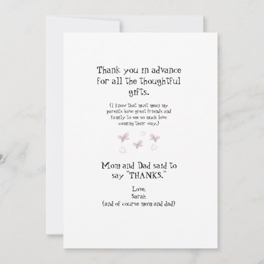 Fille Ultrasound Butterfly Funny Baby Merci (Dos)