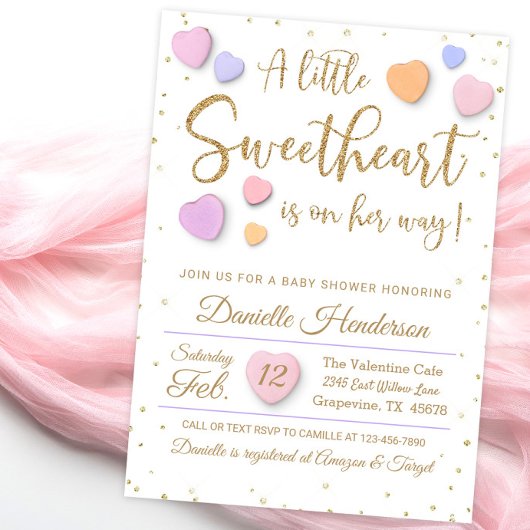 Fille Valentine Coeur Bébé Douche Invitations