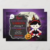 Fille Vampire Halloween Invitation d'anniversaire (Devant / Derrière)